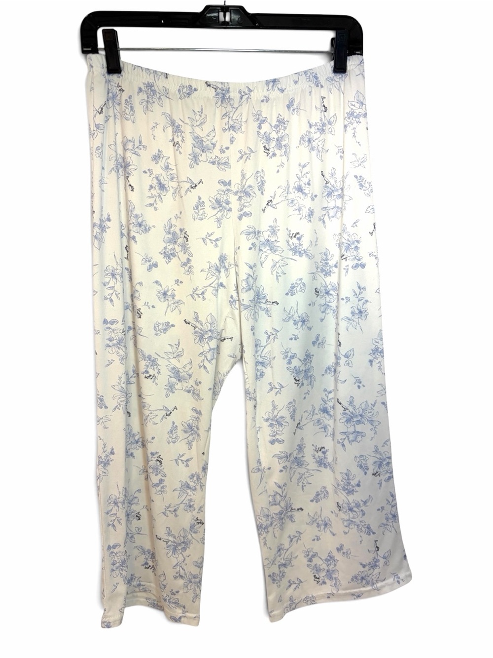 Laura Ashley Women’s Cream with Blue Floral Wide-Leg Pajama Pants